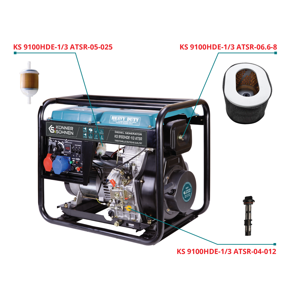 Conjunto de filtros para generadores diésel: Filtro de aceite, Filtro de aire, Filtro de gasolina