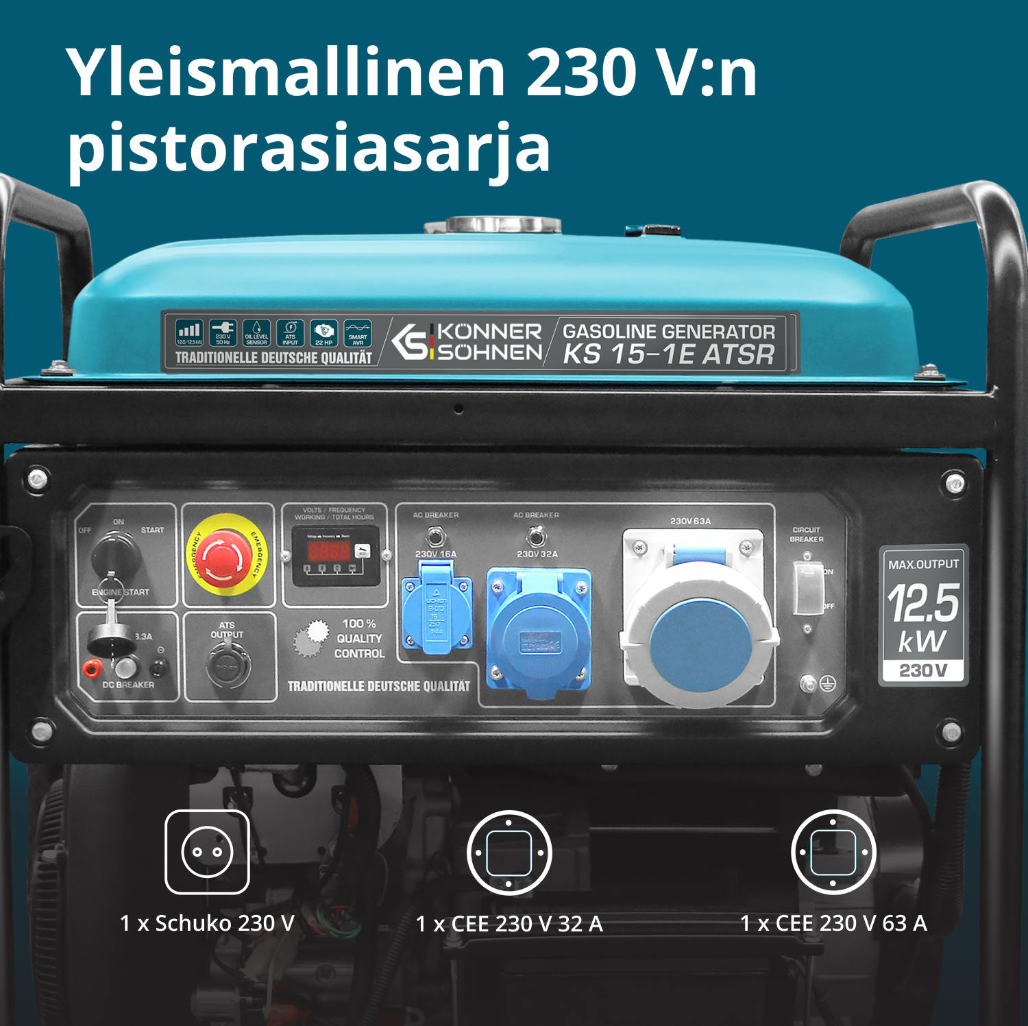 Bensiinikäyttöinen generaattori 'Könner & Söhnen' KS 15-1E ATSR