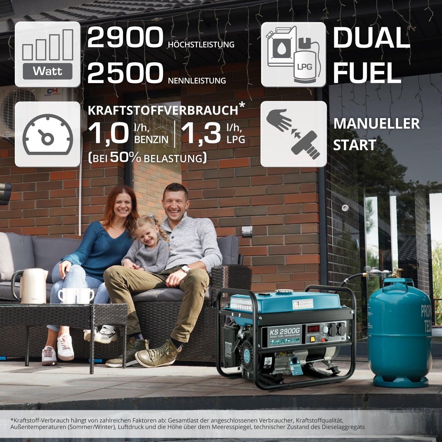 LPG/Benzin-Generator "Könner & Söhnen" KS 2900G (B-Ware Gut)