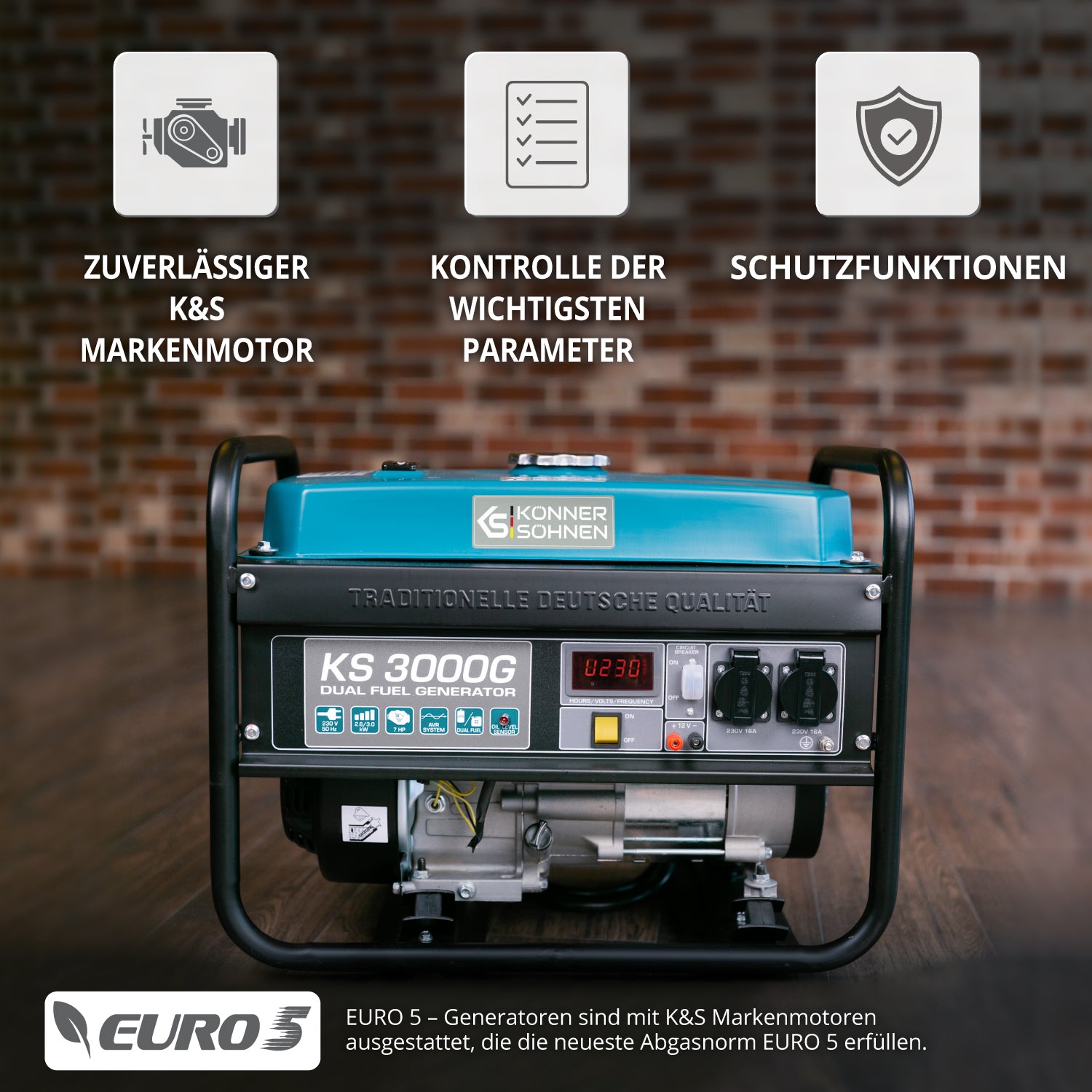 LPG/Benzin-Generator "Könner & Söhnen" KS 3000G (B-Ware Hervorragend)
