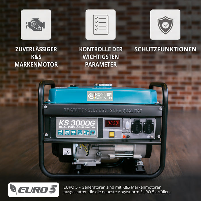 LPG/Benzin-Generator "Könner & Söhnen" KS 3000G