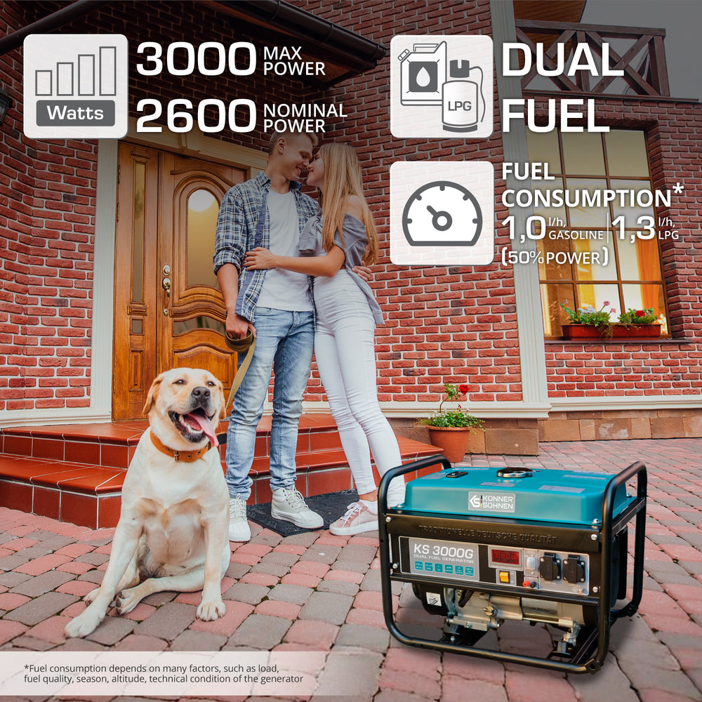 Gerador a GPL/Gasolina "Könner & Söhnen" KS 3000G