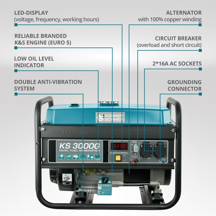 Gerador a GPL/Gasolina "Könner & Söhnen" KS 3000G