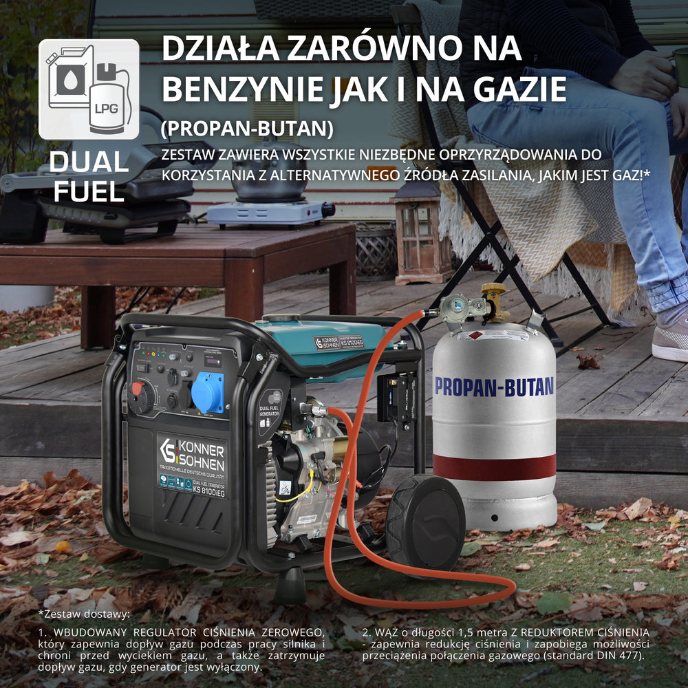 Inwerterowy generator LPG/benzyna KS 8100iEG (Odnowiony – Stan dobry)