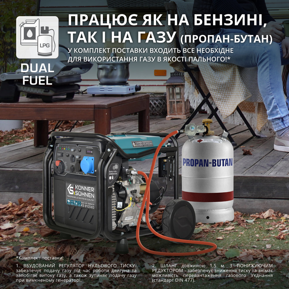 Інверторний генератор на LPG/бензині KS 8100iEG (Відновлений товар – Гарний стан)