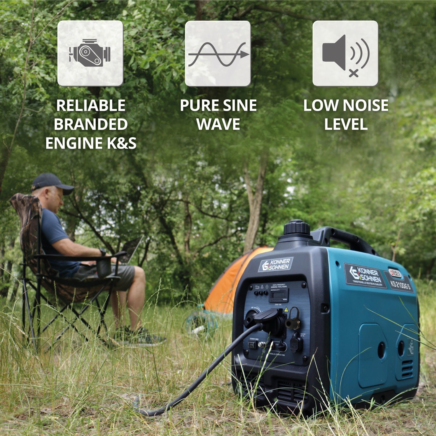 Generador inverter híbrido de gas/gasolina KS 2100iG S