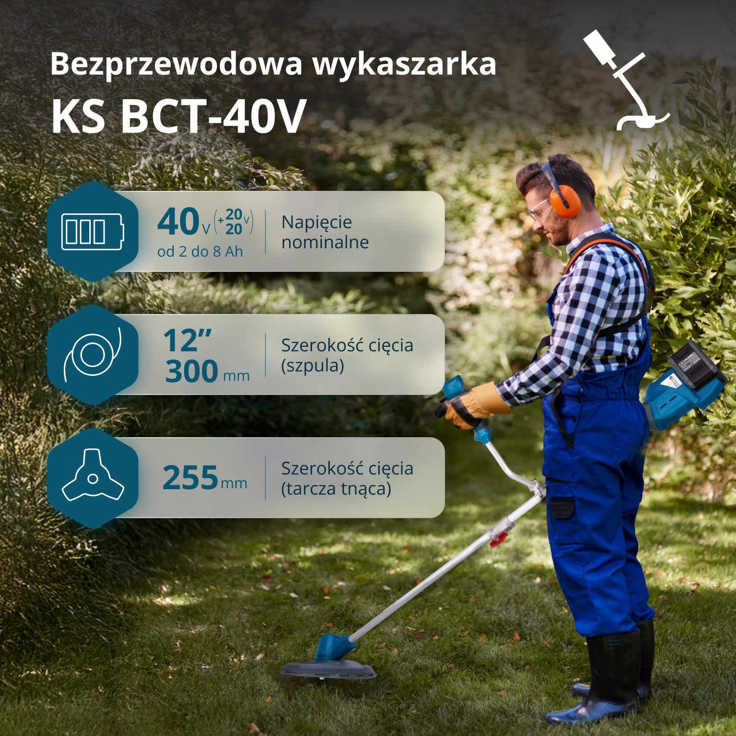Bezprzewodowa wykaszarka i podkaszarka KS BCT-40V (Odnowiony – stan idealny)