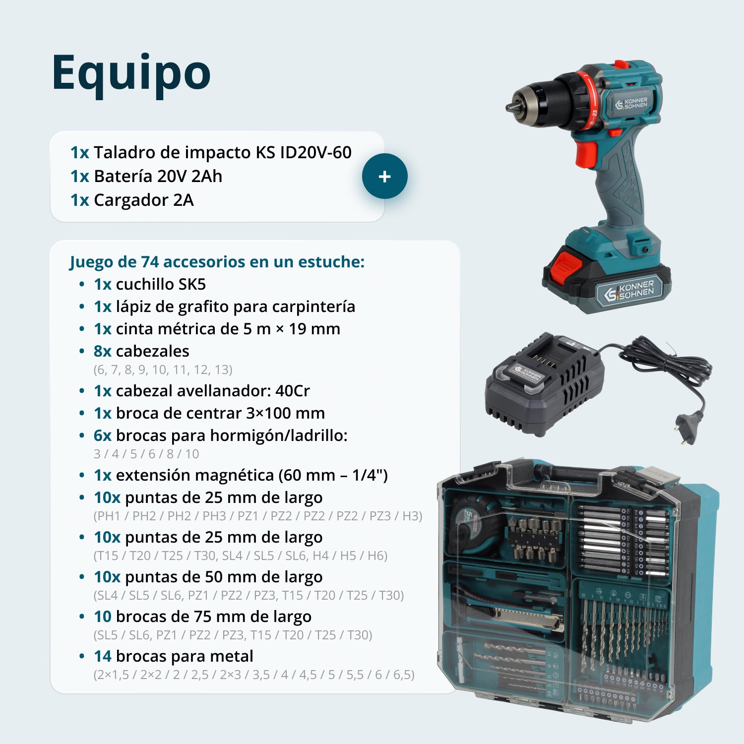 Conjunto Mestre Sem Fios KS ID20V-60 KIT 74