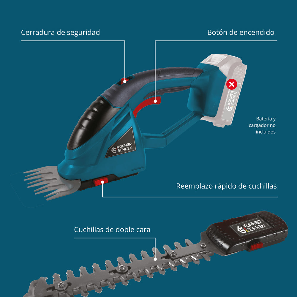 Tagliasiepi e forbici per erba senza fili 2 in 1 KS SHT-20V