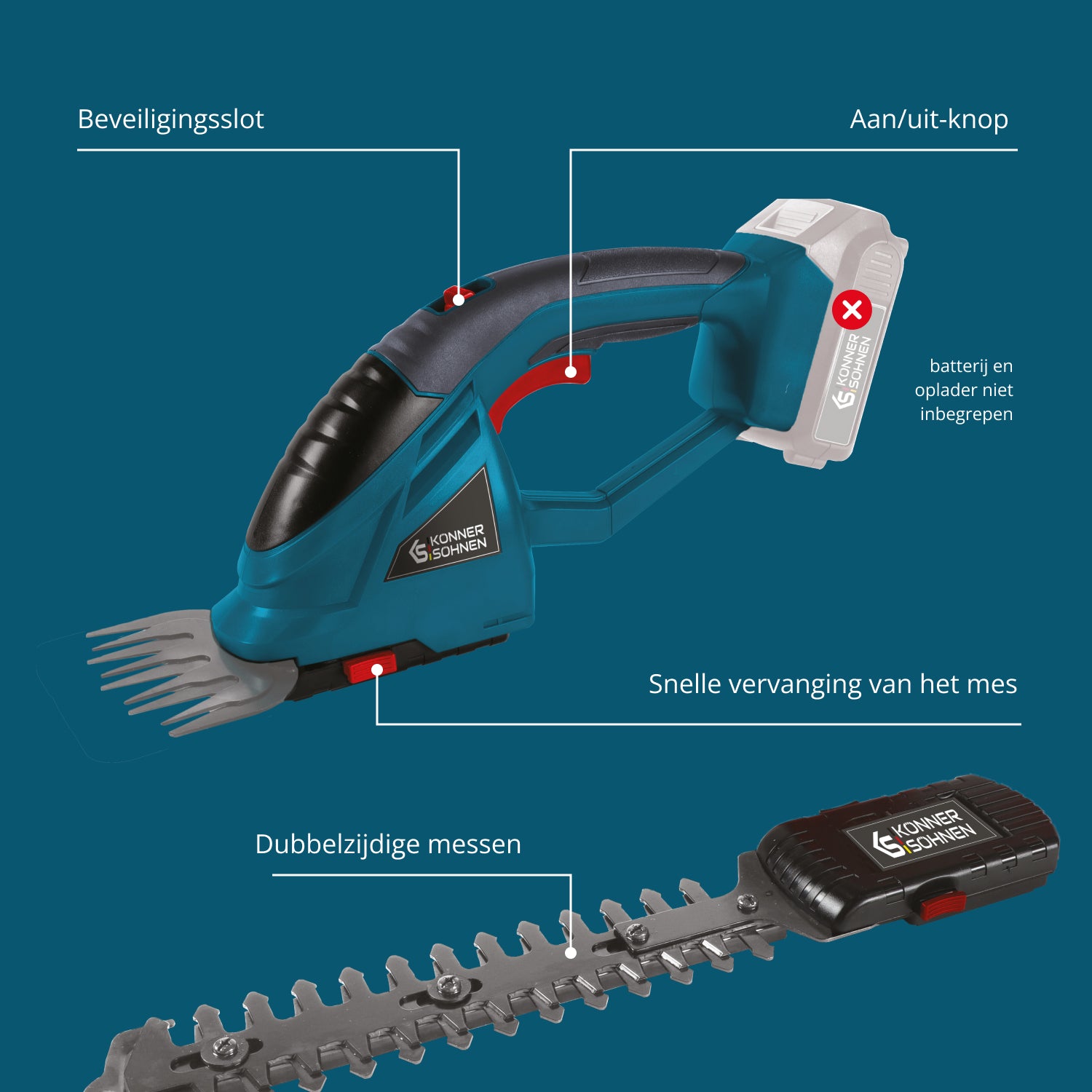 Tijeras de césped y cortasetos 2 en 1 inalámbricas KS SHT-20V