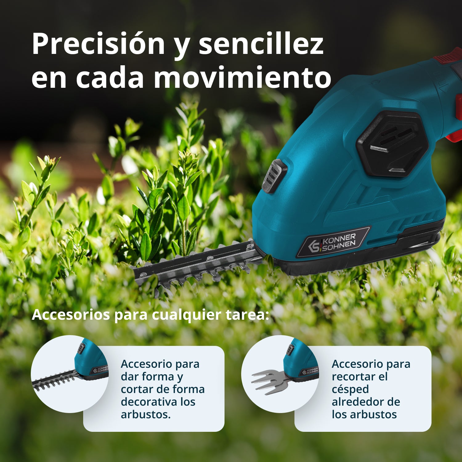 Tijeras de césped y cortasetos 2 en 1 inalámbricas KS SHT-8V