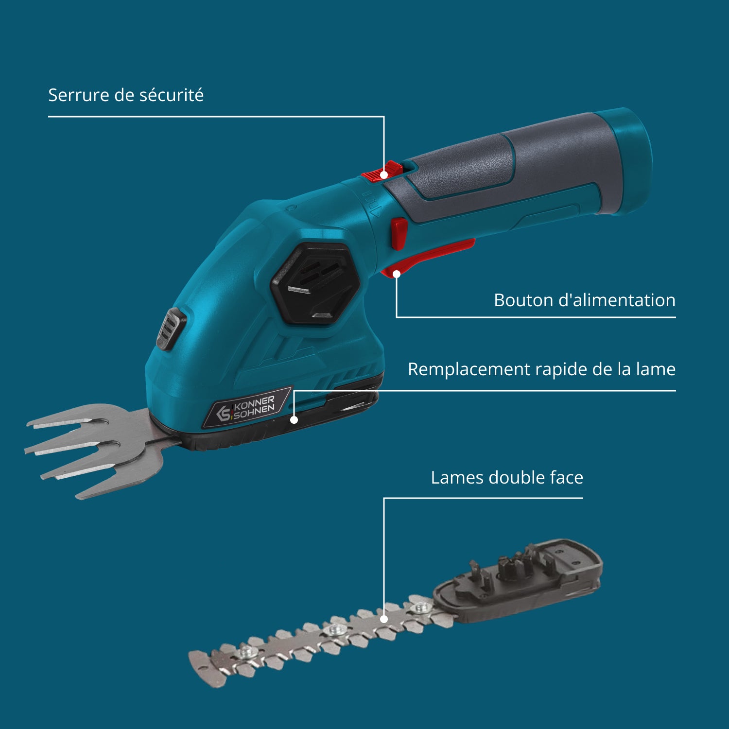 Taille-haie et cisaille à gazon sans fil 2 en 1 KS SHT-8V