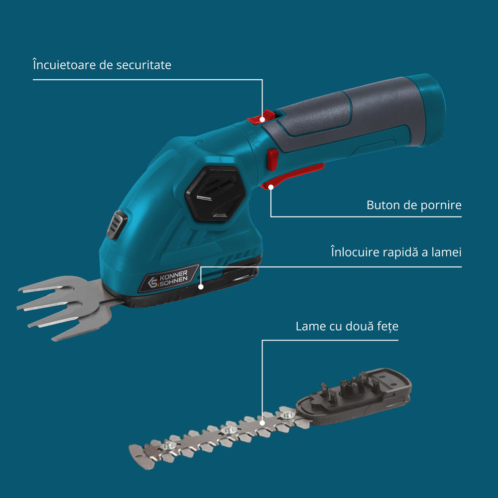 Foarfecă 2 în 1 pentru iarba si gard viu cu acumulator KS SHT-8V