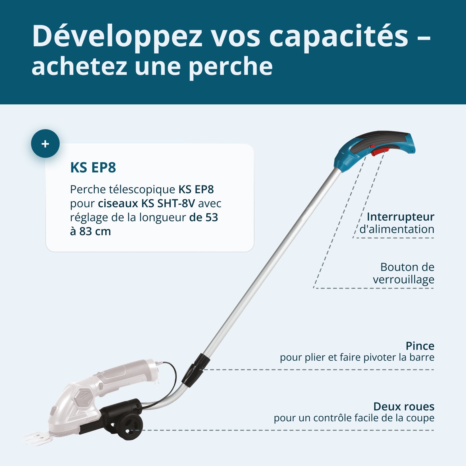 Taille-haie et cisaille à gazon sans fil 2 en 1 KS SHT-8V