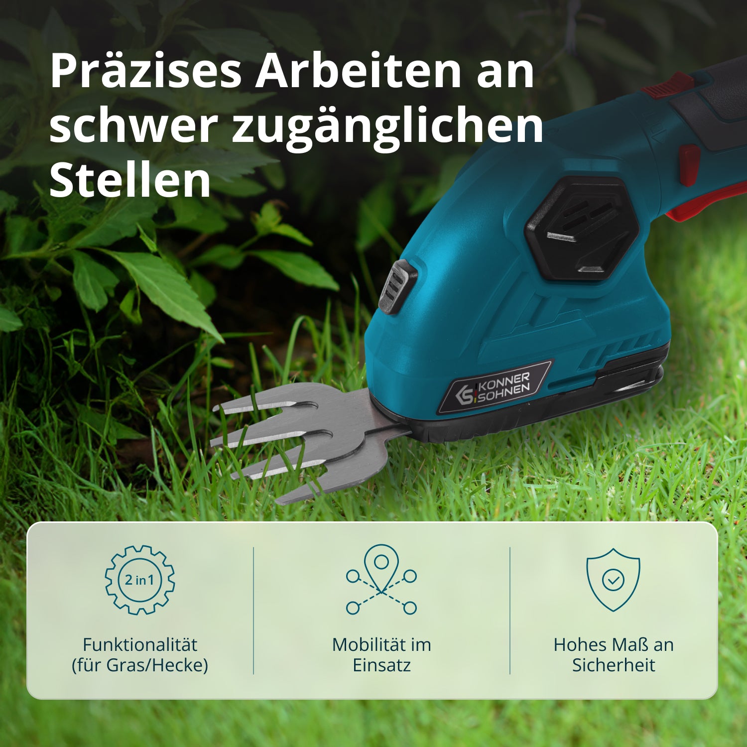 Akku-Grasschere und Heckenschere 2 in 1 KS SHT-8V