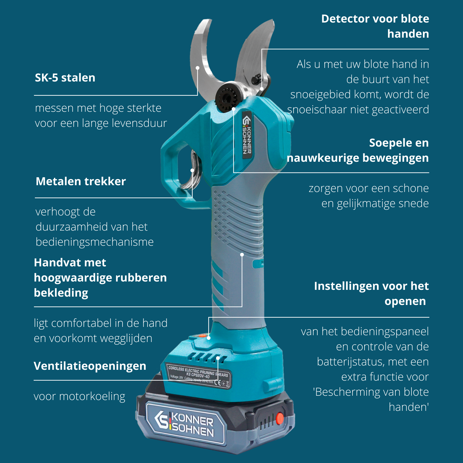Snoerloze Elektrische Snoeischaar KS CPS20V-40 Case