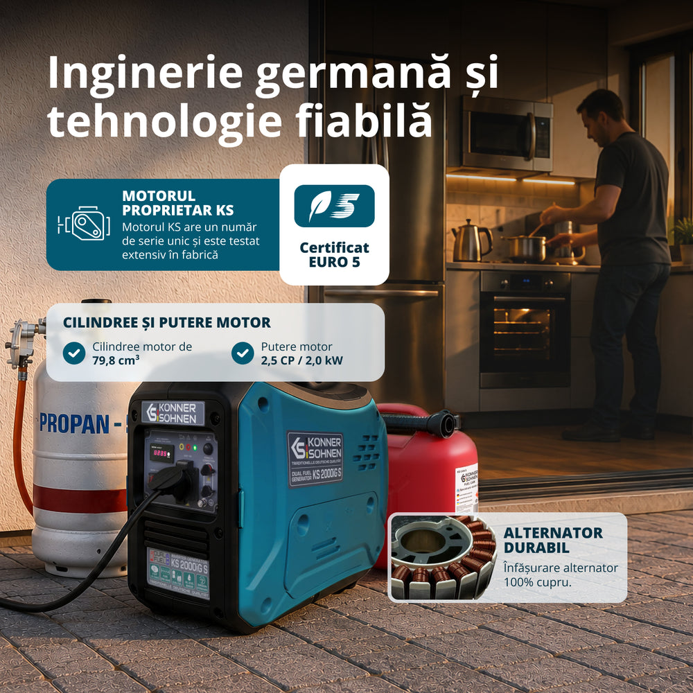Generator cu inverter pe GPL/benzină KS 2000iG S