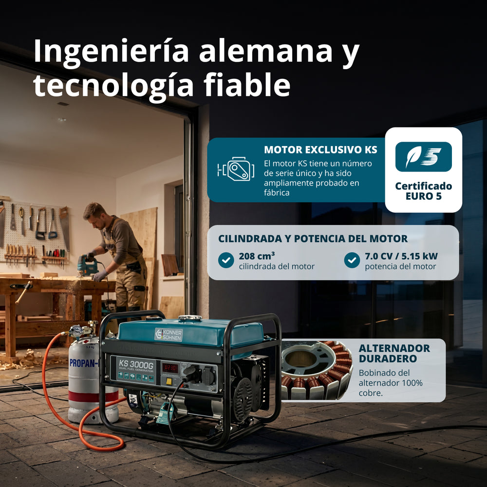 LPG/Benzínový generátor „Könner & Söhnen“ KS 3000G