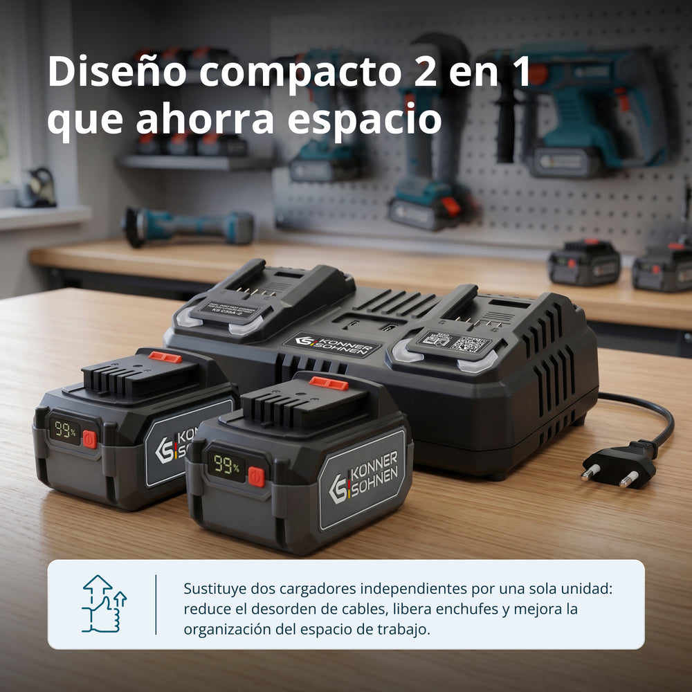 Dobbeltoplader til 20V genopladelige batterier KS C35A-2