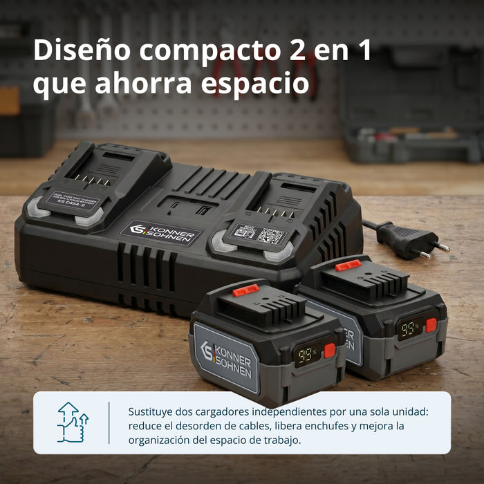 Dvostruki punjač za punjive baterije 20V KS C45A-2