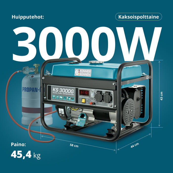 LPG/Bensiinigeneraattori 'Könner & Söhnen' KS 3000G