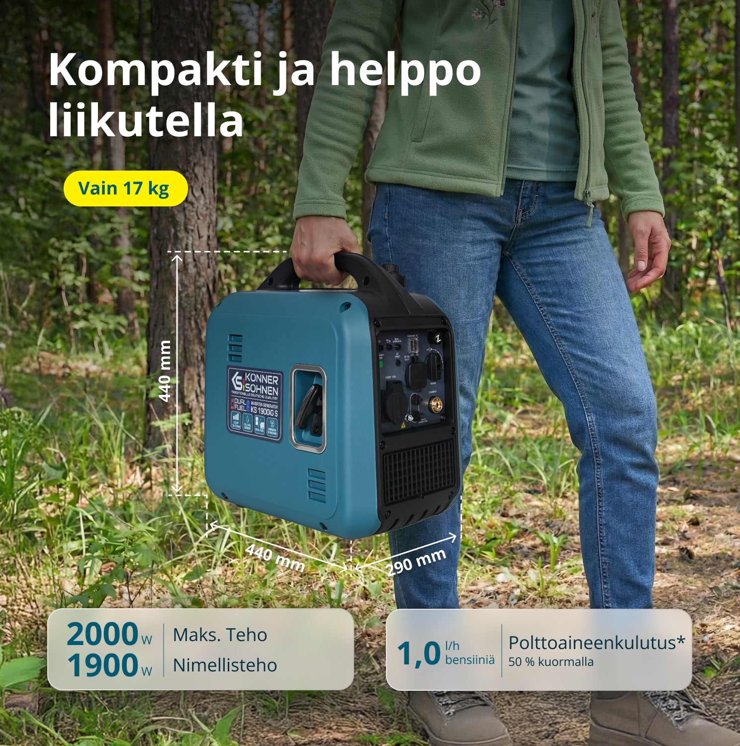 Invertterigeneraattori (LPG/bensiini) KS 1900iG S