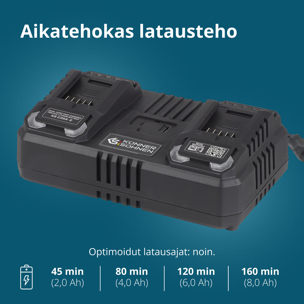 Kaksoislaturi 20V ladattaville akuille KS C35A-2