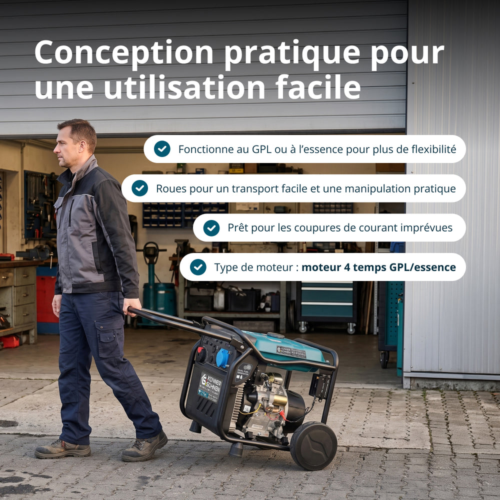 Groupe électrogène à essence-gaz de type inverter KS 8100iEG