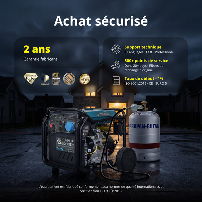 Groupe électrogène à essence-gaz de type inverter KS 8100iEG