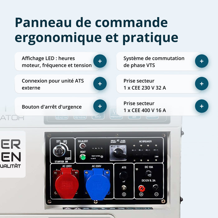 Groupe électrogène diesel "Könner & Söhnen" KS 9200HDES-1/3 ATSR (EURO V)
