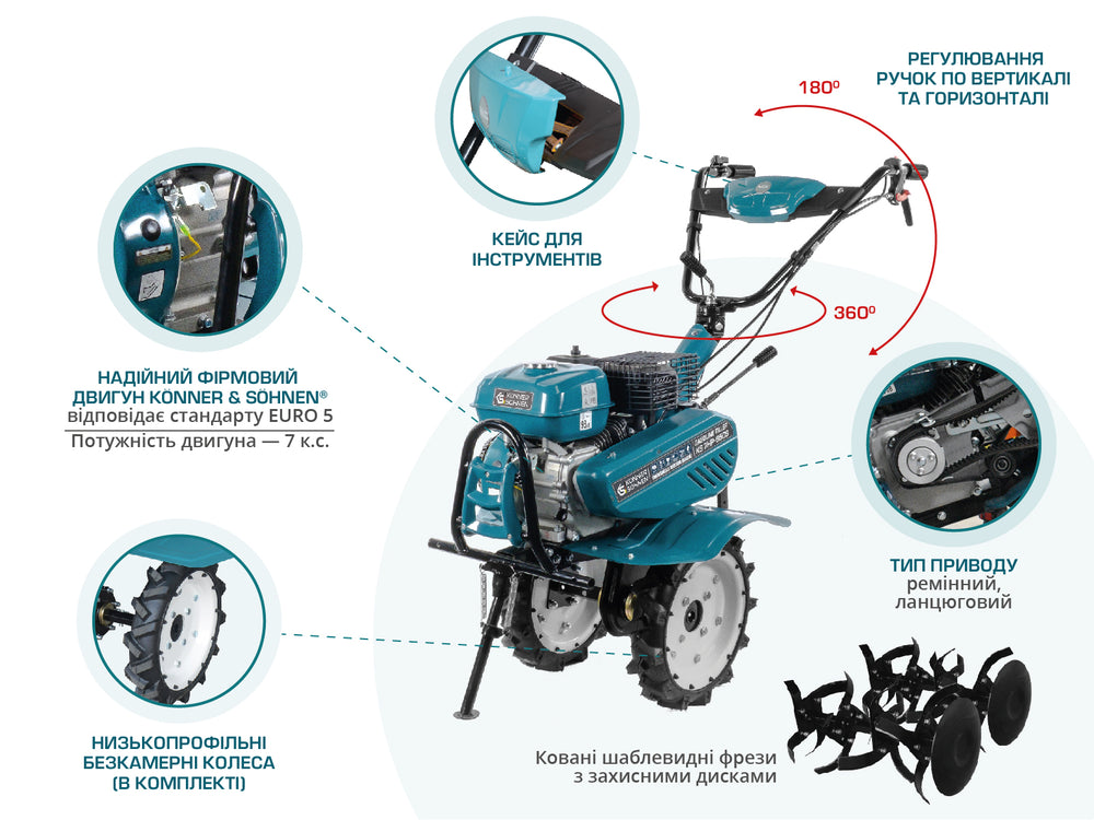 Мотоблок бензиновий KS 7HP-950S (Відновлений - Гарний стан)