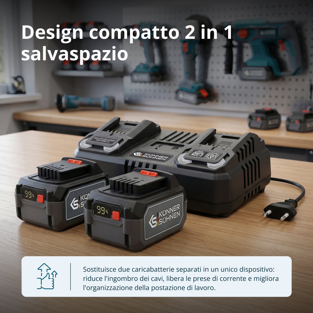 Caricabatterie doppio per batterie ricaricabili 20V KS C35A-2