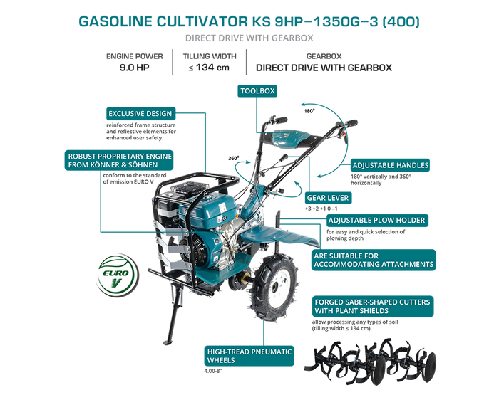 Benzines kapálógép KS 9HP-1350G-3 (400)