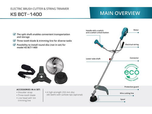 "Tăietor electric de perii și trimmer cu fir KS BCT-1400"