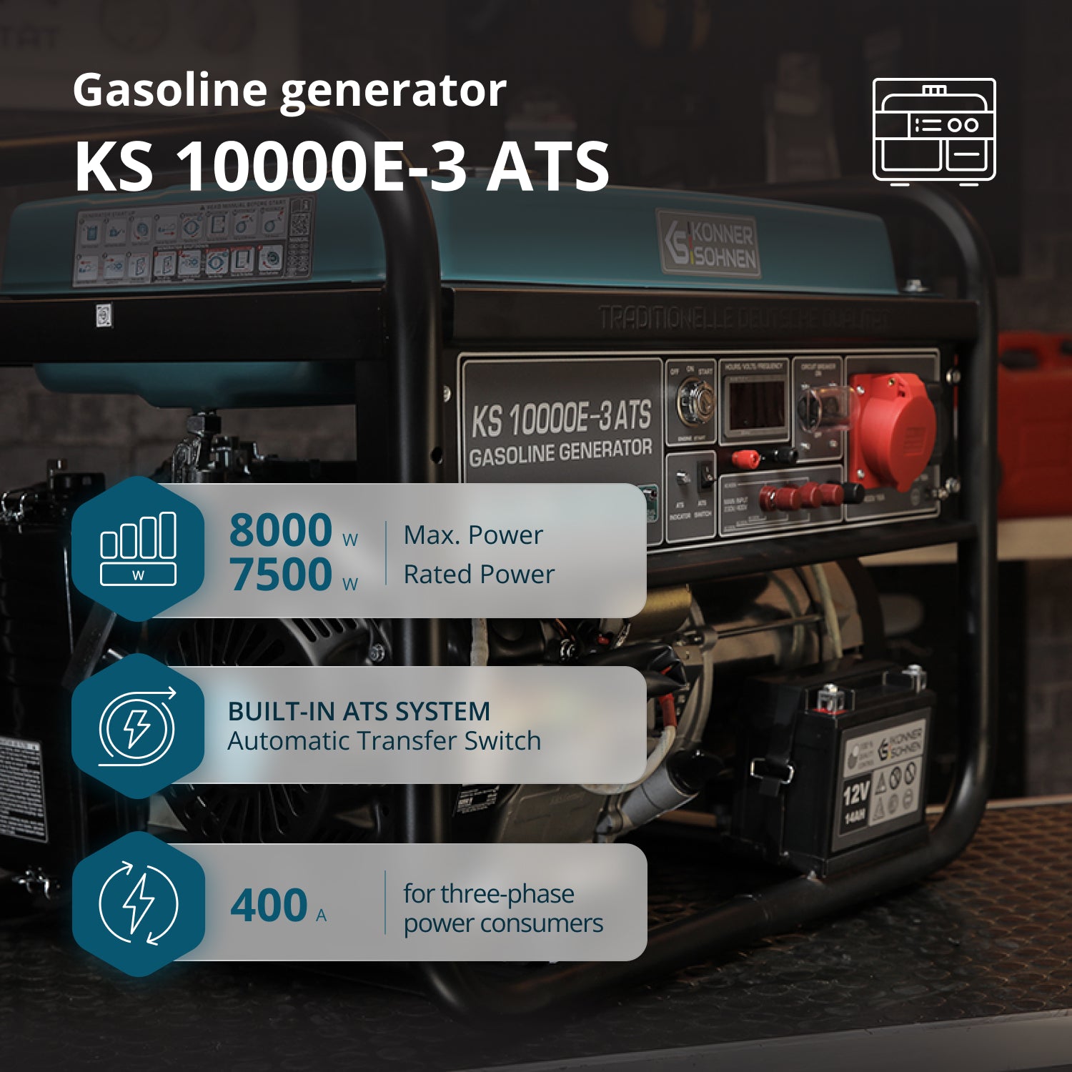 Gasoline generator "Könner & Söhnen" KS 10000E-3 ATS