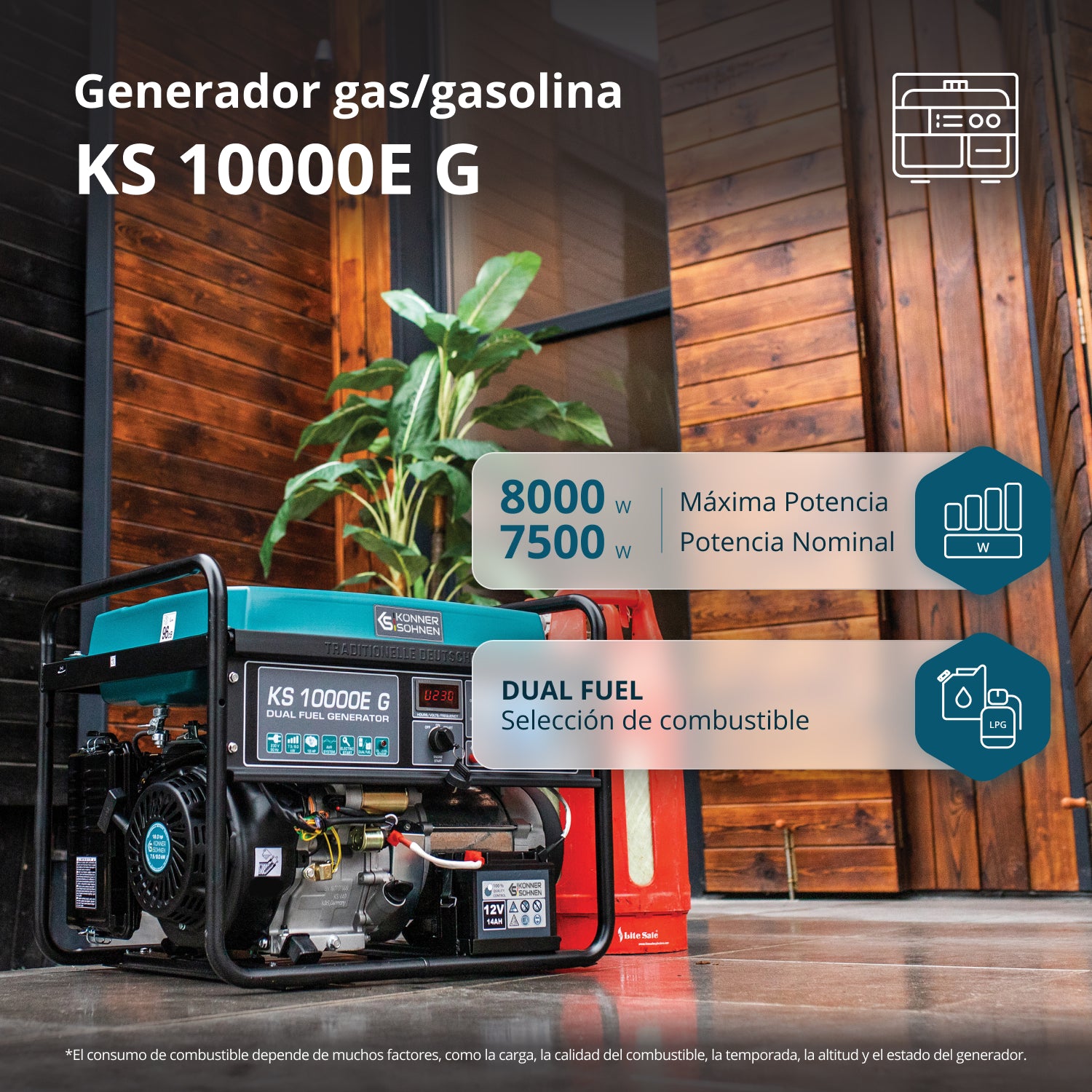LPG/Benzin Generátor „Könner & Söhnen” KS 10000E G