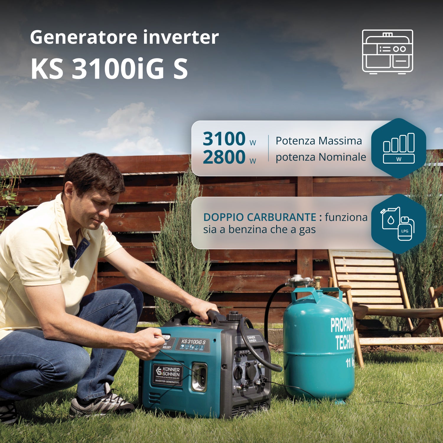 Generatore inverter GPL/benzina KS 3100iG S