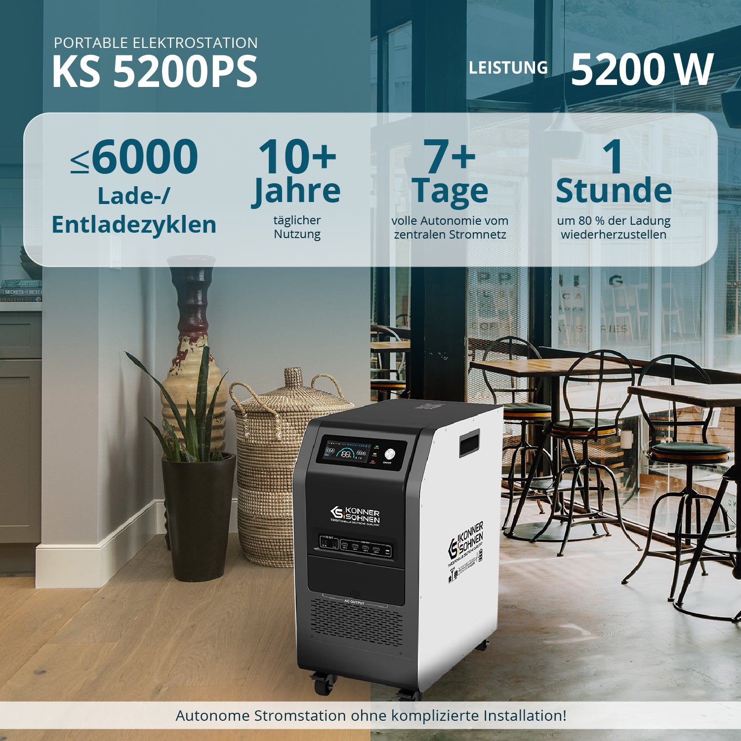 Tragbare 3-in-1-Stromstation KS 5200PS