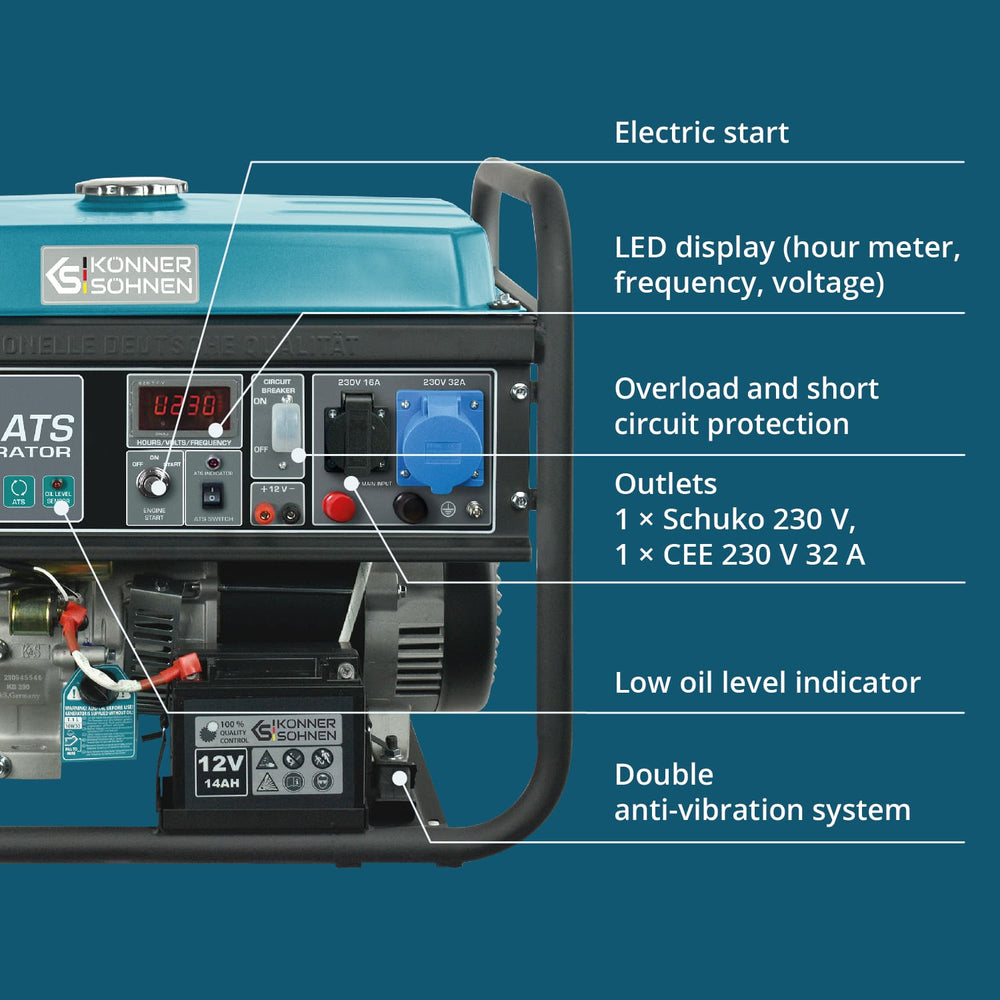 Gerador a gasolina "Könner & Söhnen" KS 7000E ATS