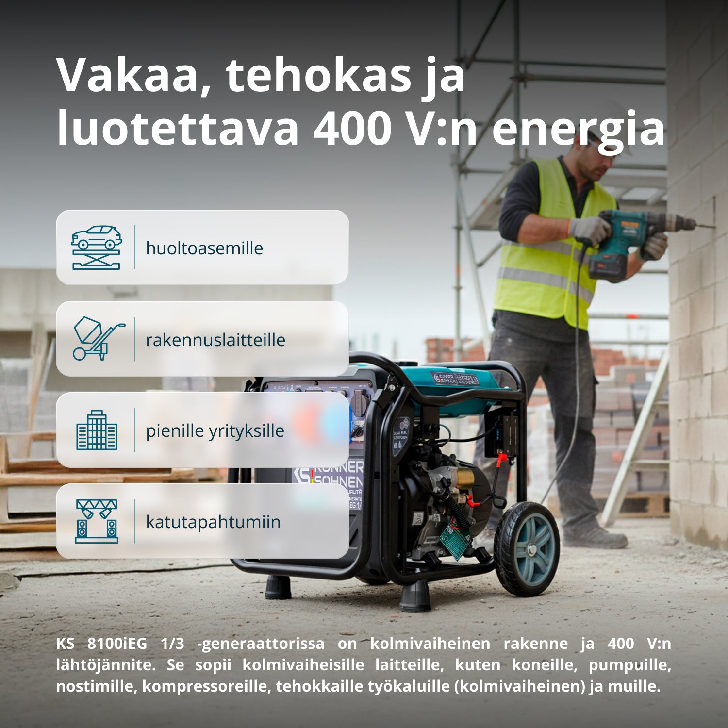 LPG/bensiini invertterigeneraattori KS 8100iEG 1/3