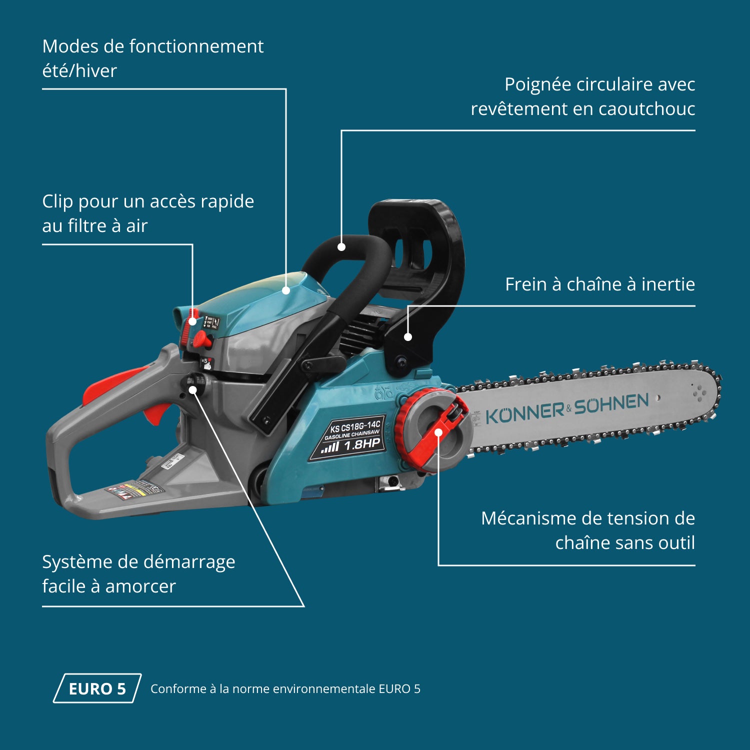 Tronçonneuse à essence KS CS18G-14C