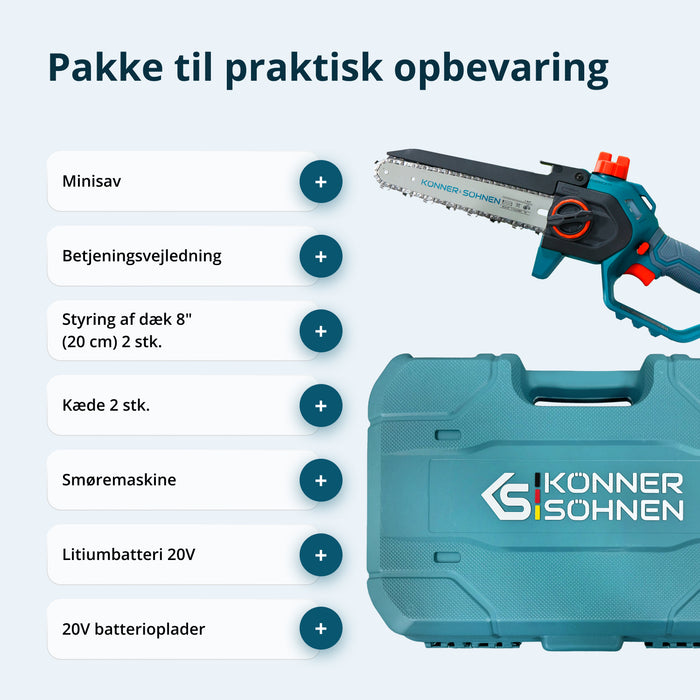 Ledningsfri Mini Kædesav KS MCS20V-8 Kasse