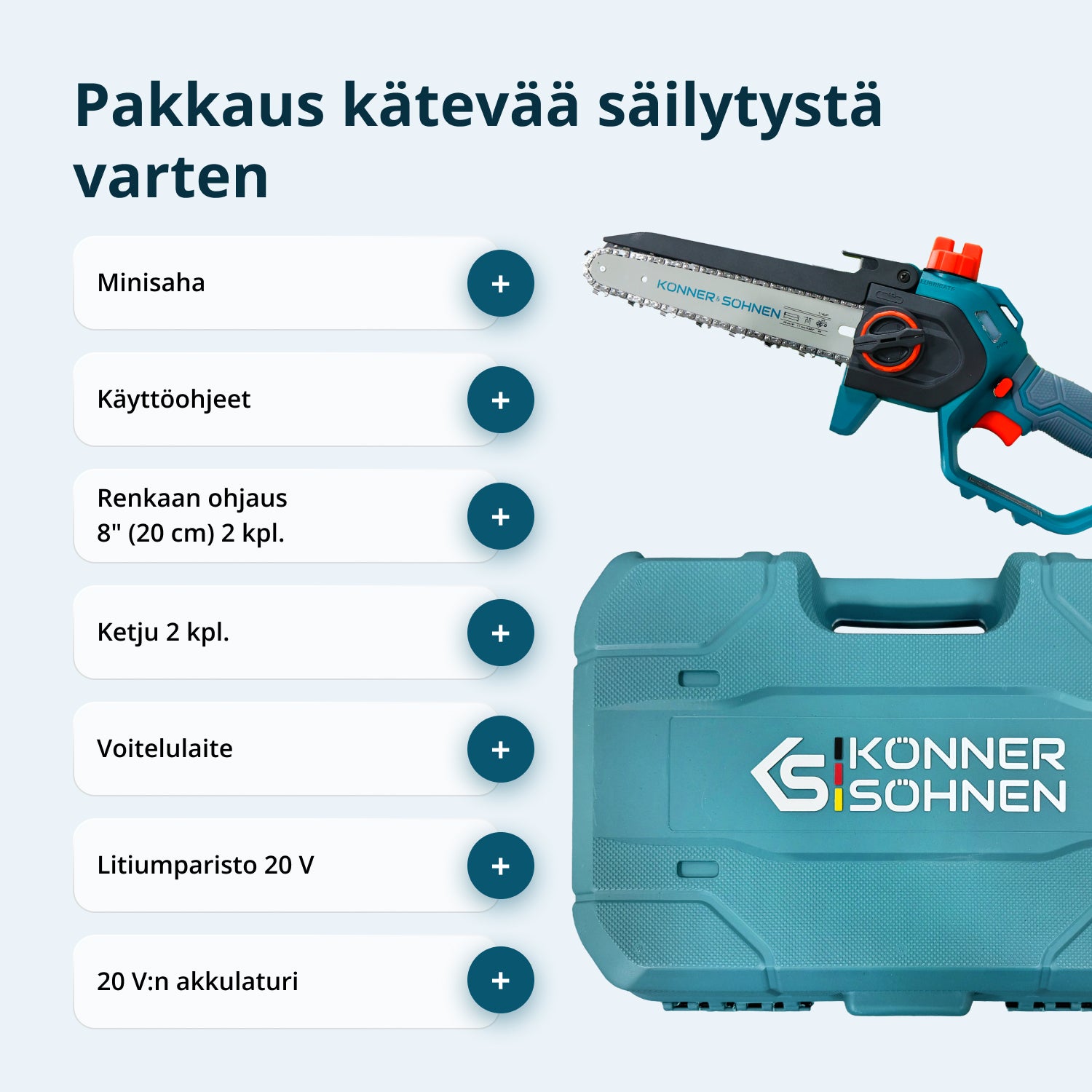 Johdoton Mini Moottorisaha KS MCS20V-8 Kotelo