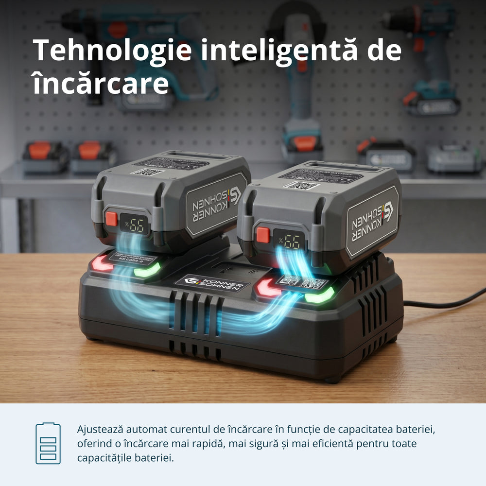 Încărcător dublu pentru baterii reîncărcabile 20V KS C35A-2